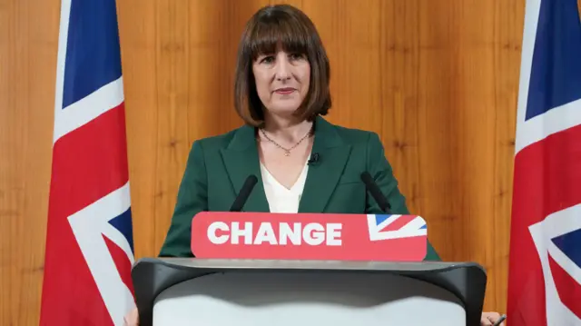 Shadow chancellor Rachel Reeves gives a news conference