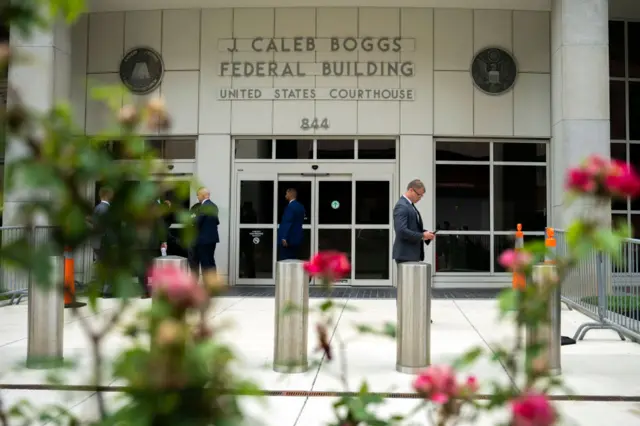 The outside of the J Caleb Boggs courthouse is seen in Delaware