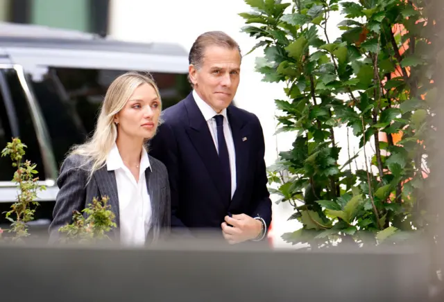 Hunter Biden and his wife Melissa Cohen Biden walk into a Delaware court