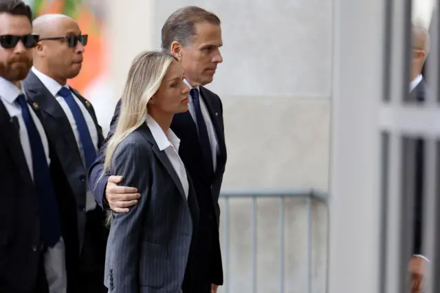 Hunter Biden and his wife Melissa Cohen Biden walk into a Delaware court