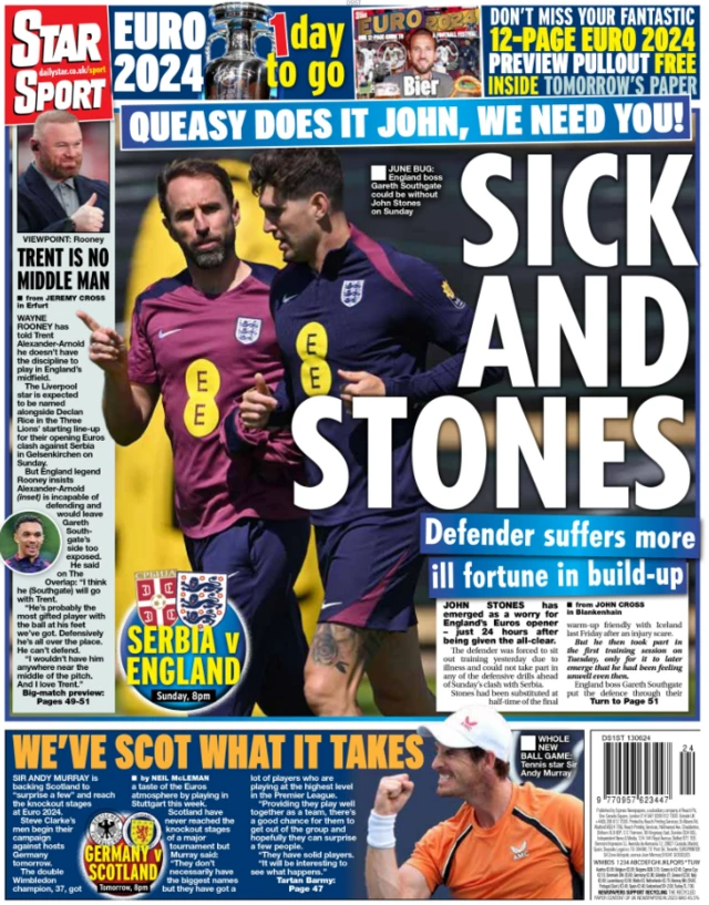 Back page of the Daily Star on 13 June 2024