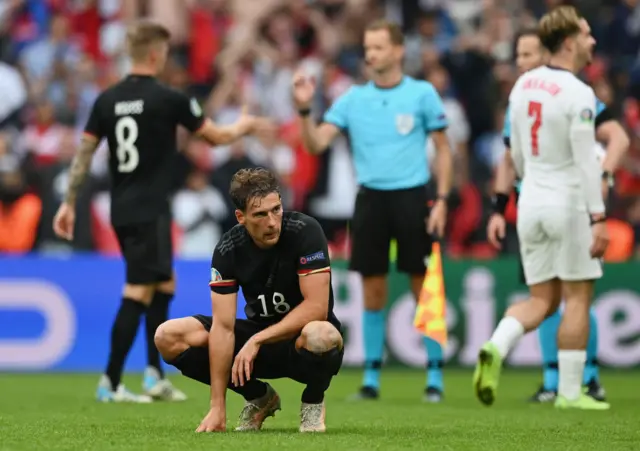 Leon Goretzka looking dejected after Germany lose to England at Euro 2020