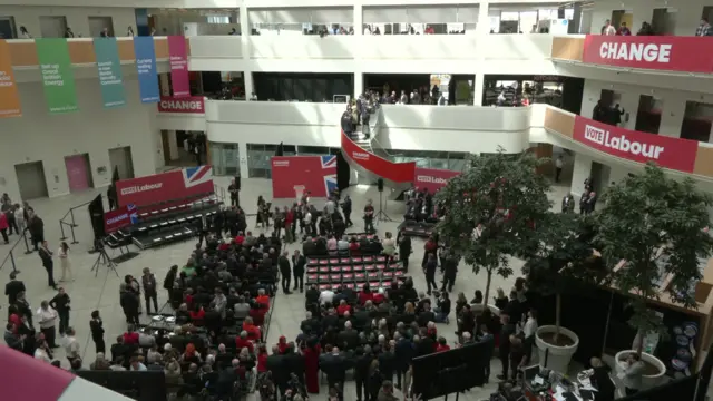 People standing in the room where Labour is launching it's manifesto