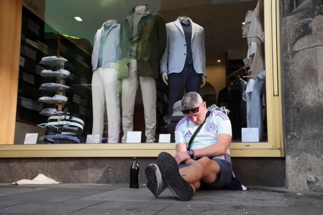 Scotland fan having a rest