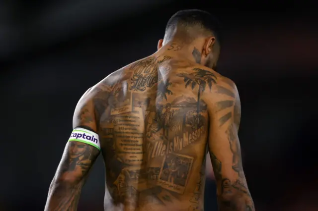 Ivan Toney shows his tattoos