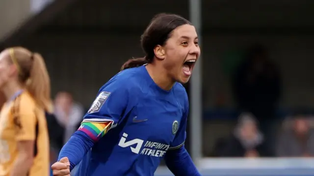 Sam Kerr celebrates scoring for Chelsea