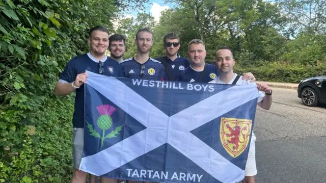 Group of Scotland fans in Stuttgart