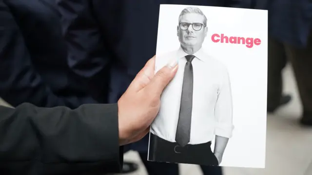 Labour's manifesto cover with a picture of Keir Starmer and the word 'change' in red