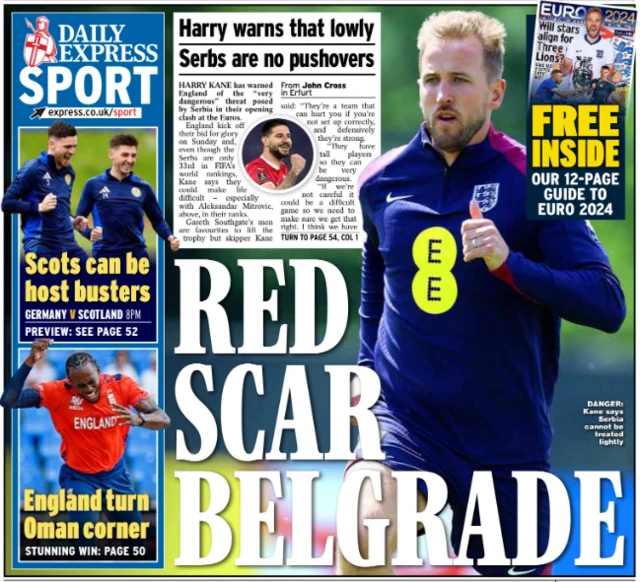 Back page of the Daily Express on 14 June 2024