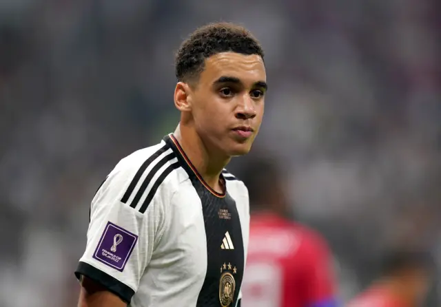 Jamal Musiala playing for Germany at the 2022 World Cup