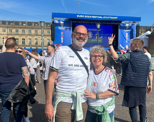 Husband and wife pictured in Stuttgart's Euro 2024 fan zone