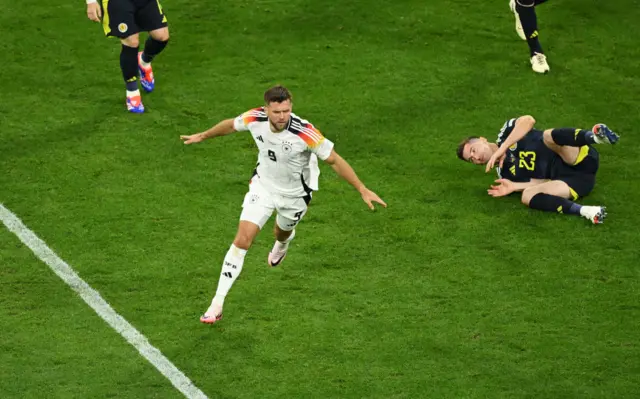 Niclas Fuellkrug of Germany celebrates scoring his team's fourth goal during the UEFA EURO 2024 group stage match between Germany and Scotland at Munich Football Arena