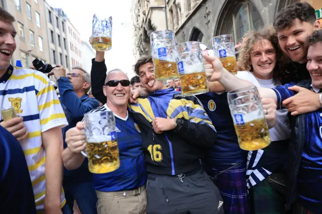 Scotland fans enjoy beers