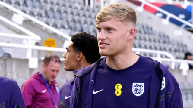 Jarrad Branthwaite arrives at the stadium for England's friendly against Bosnia-Herzegovina