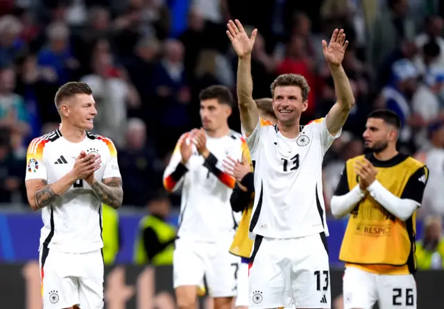 German players celebrate an emphatic victory in Munich