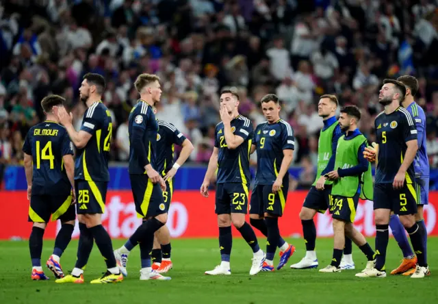 Scotland players at full-time at the Allianz Arena