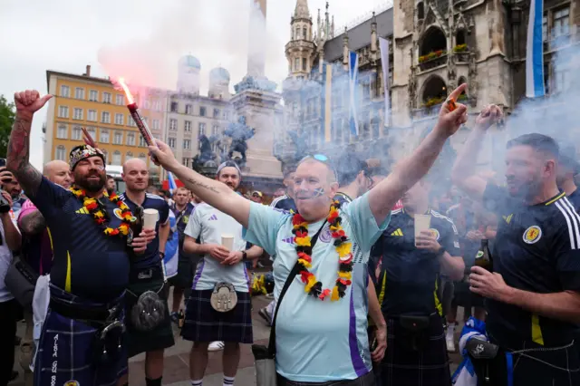 Scotland fans setting off flare