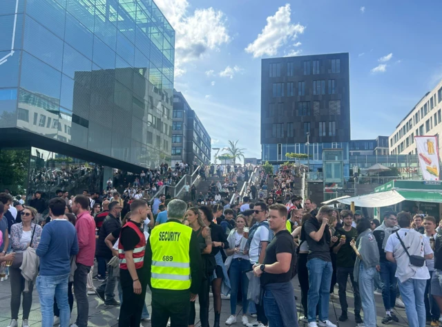 Queues outside the fan zone in Stuttgart