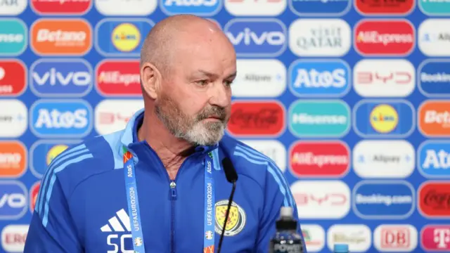 Manager Steve Clarke speaking during a media conference before Scotland's Euro 2024 game against Germany