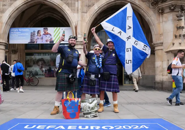 Scotland fans in Marienplatz Square