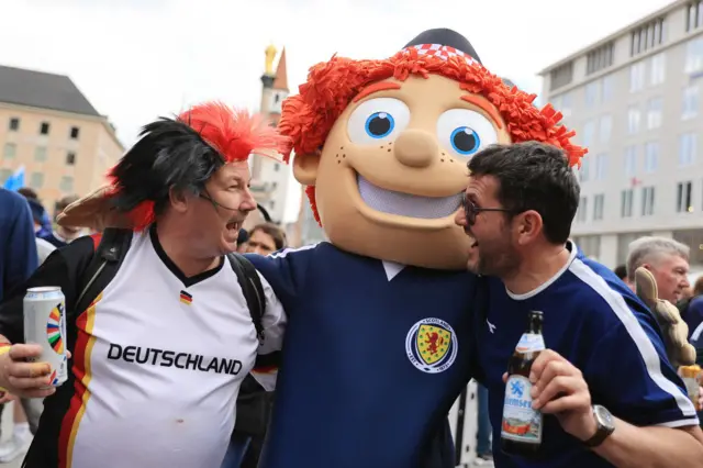 Germany and Scotland fans pose together