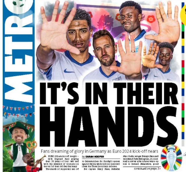 Front page of the English Metro on 14 June 2024