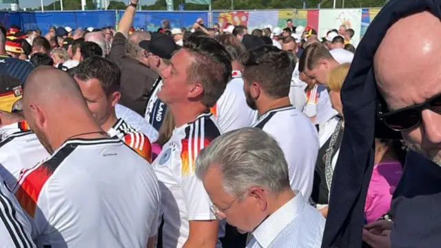 Fans waiting to get into the ground in Munich