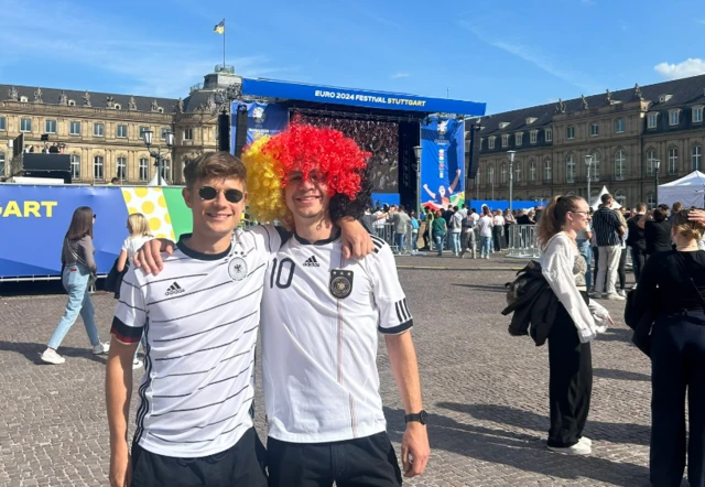 Germany fans pictured in Stuttgart's Euro 2024 fan zone