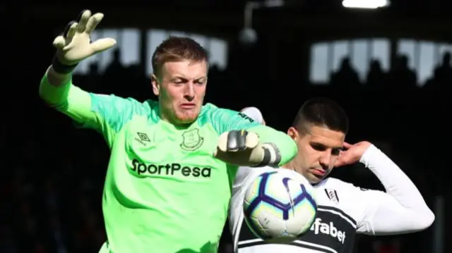 Jordan Pickford and Aleksandar Mitrovic