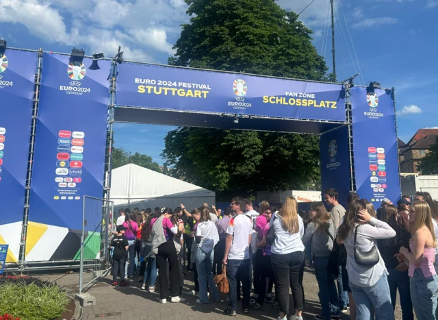 Queues outside the fan zone in Stuttgart