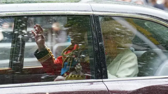 King Charles and Camilla seen in car