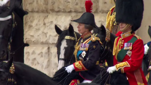 Princess Anne is seen riding a horse