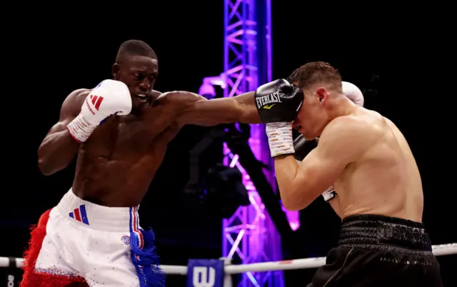 Richard Riakporhe lands a left jab on Chris Billam-Smith