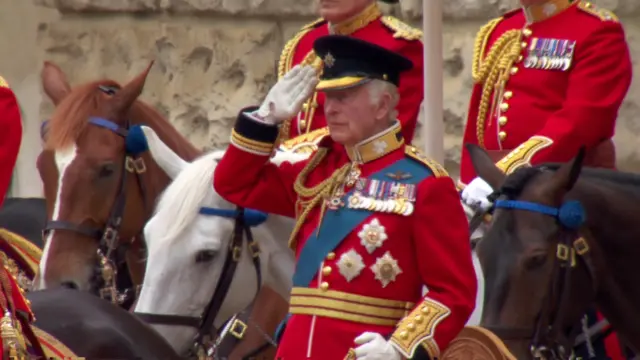 King Charles salutes troops