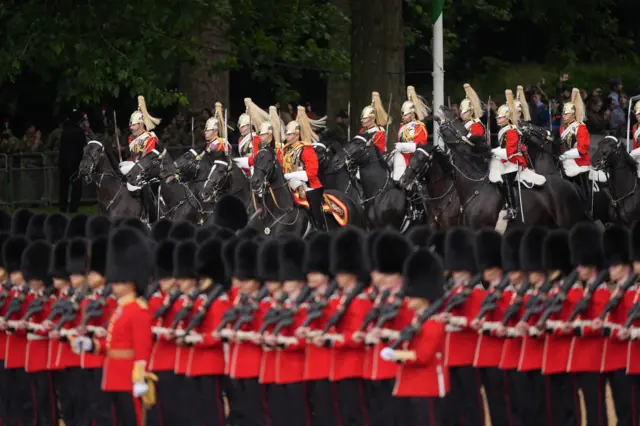 Members of the Household Division line up