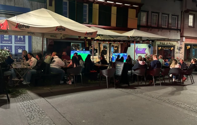 German fans watching in a bar in Stuttgart