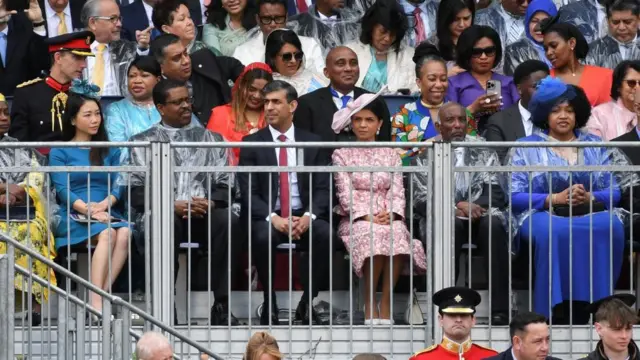 Rishi Sunak sits in the stands while attending Trooping the Colour