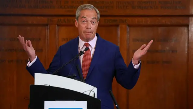 Nigel Farage gestures