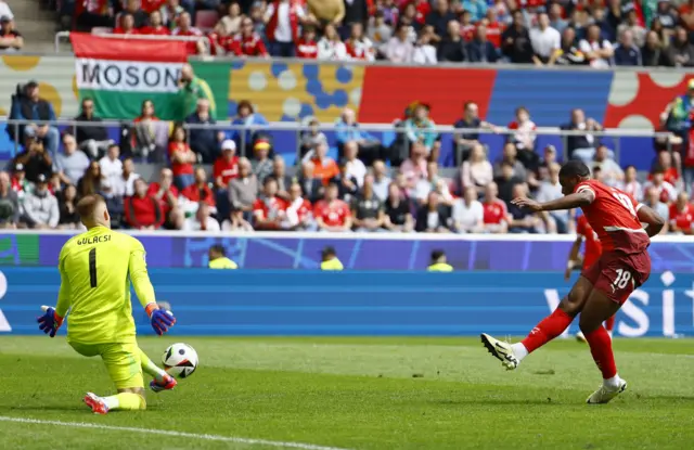 Switzerland's Kwadwo Duah scores their first goal