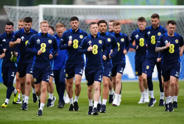 Scotland players in training yesterday afternoon