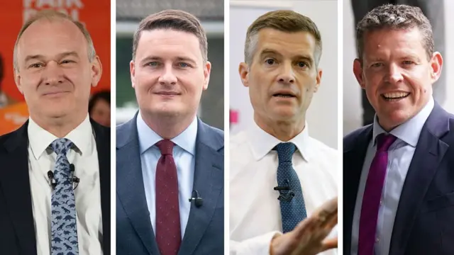 Lib Dem leader Sir Ed Davey, Shadow Health Secretary Wes Streeting,  Transport Secretary Mark Harper and leader of Plaid Cymru in Wales, Rhyn ap Iorwerth