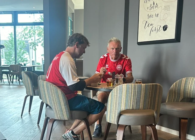 Denmark fans at breakfast