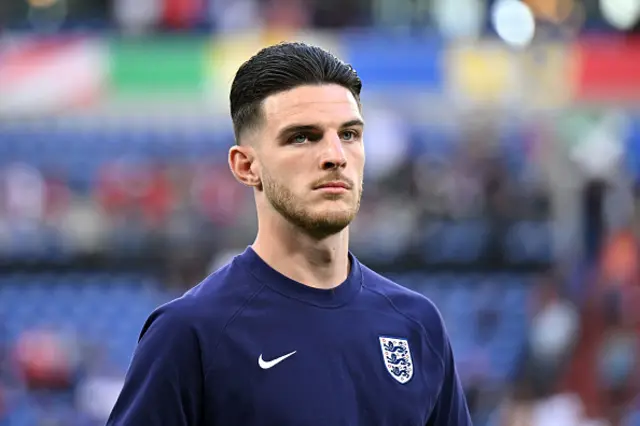 Declan Rice of England inspects the pitch