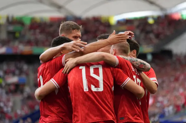 Christian Eriksen and Denmark celebrate