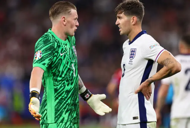 Jordan Pickford and John Stones