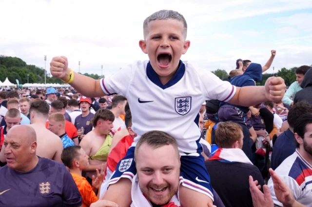 A young England fan at Gelsenkirchen Fan Zone