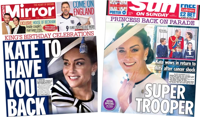 The front pages of the Sunday Mirror and the Sun on Sunday