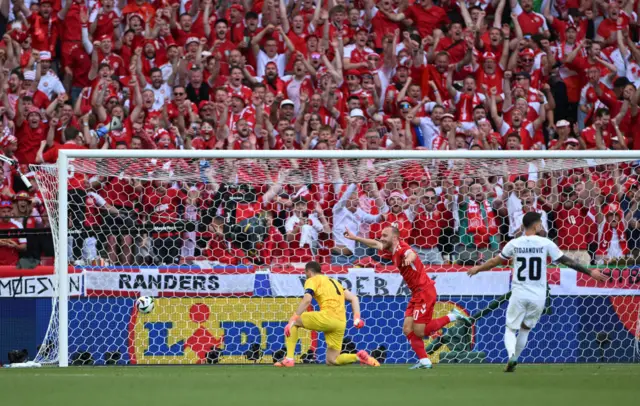 Christian Eriksen scores for Denmark