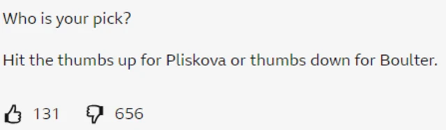 Thumbs up and down vote on BBC Sport live text page