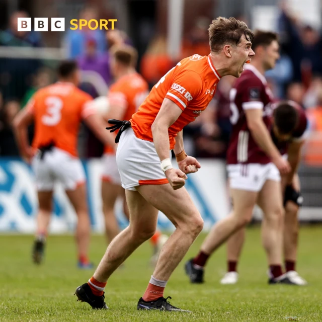 Armagh's Andrew Murnin celebrates at the final whistle in Sligo